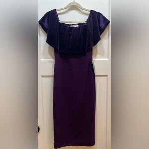 NWT The Vanity Room Plum Purple Velvet Midi Dress